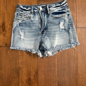 Zenana Outfitters Frayed Hem Jean Shorts